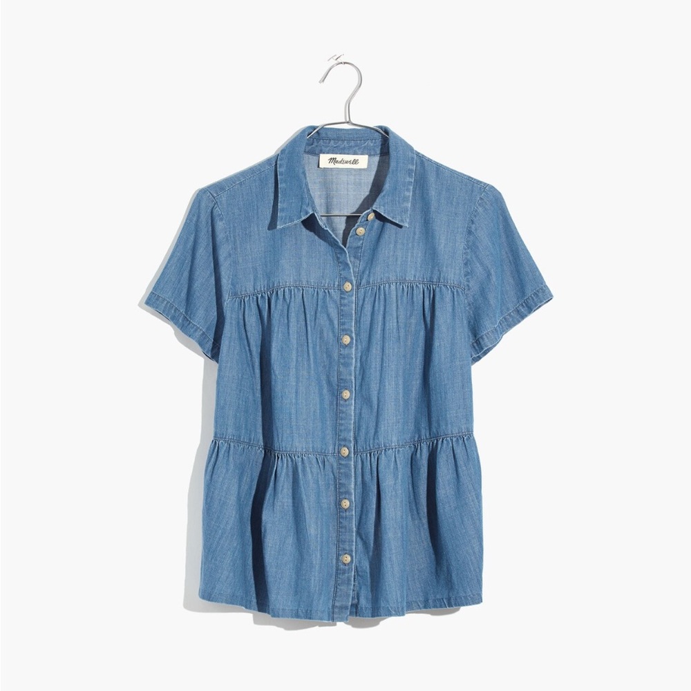 Madewell Tiered Denim Button Down Shirt